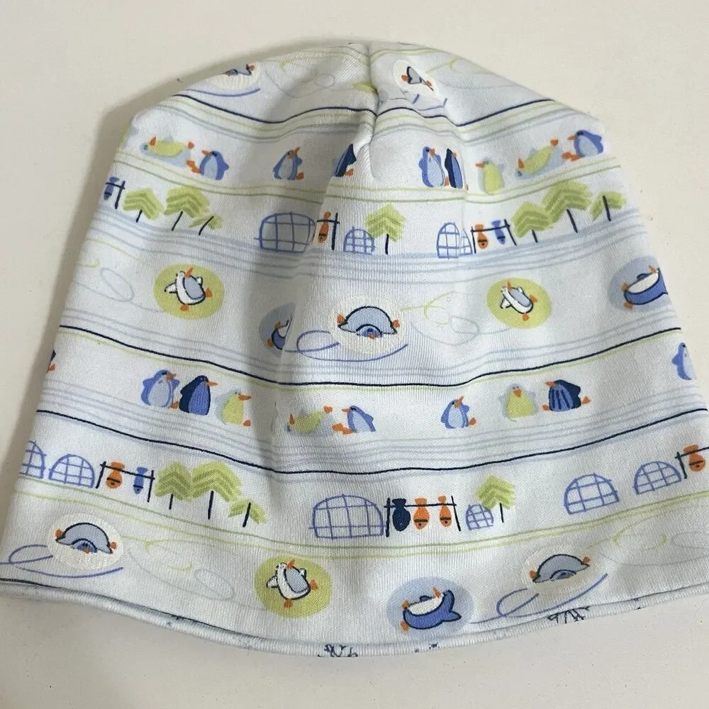 Kissy Kissy Penguins Igloos Baby Hat Beanie Pima Cotton Baby Boys Size Newborn
